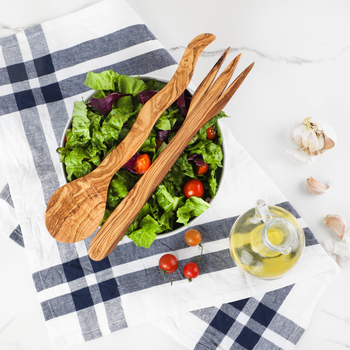 Salatbesteck Olivenholz handgefertigt Mediterranean Art