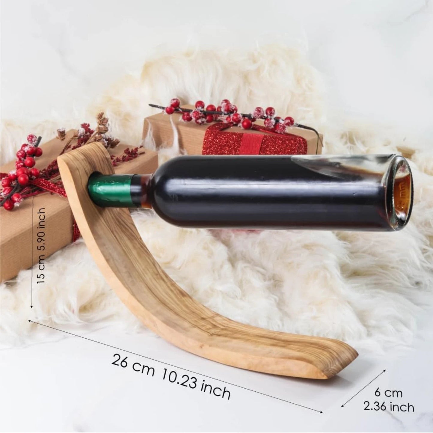 Weinflaschenhalter, Weinständer, Flaschenhalter aus hochwertigem Olivenholz