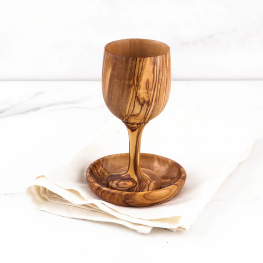 Bethlehem-Becher aus Naturholz, Weinkelch aus Olivenholz – hochwertig