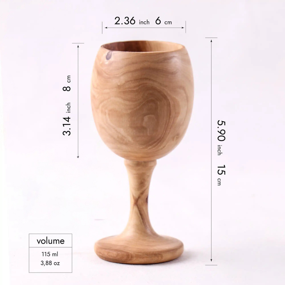 Bethlehem-Becher aus Naturholz, Weinkelch aus Olivenholz – hochwertig