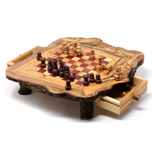Handgefertigtes Schachbrett aus Olivenholz – hochwertiges Schachspiel Schweiz