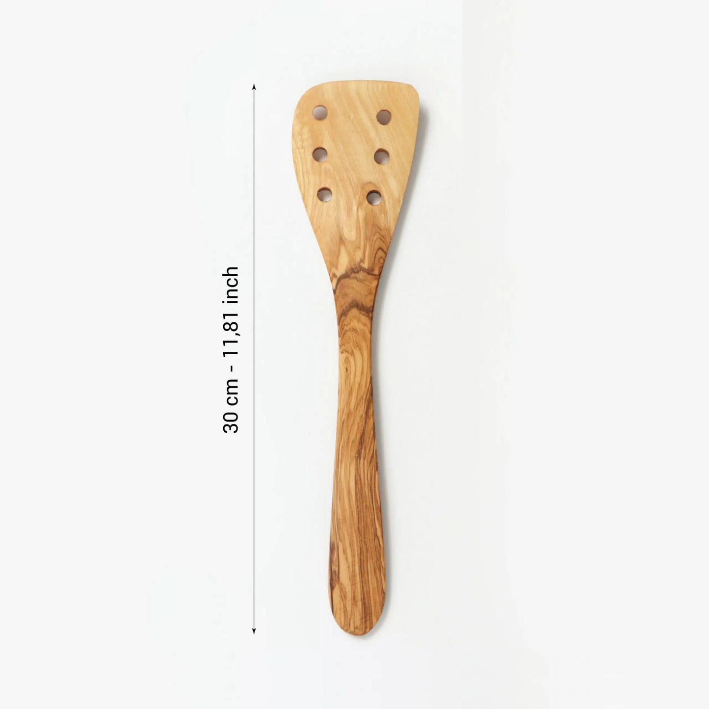 Hochwertiger Holzspatel aus Olivenholz für beschichtete Pfannen, schonend, elegant und plastikfrei