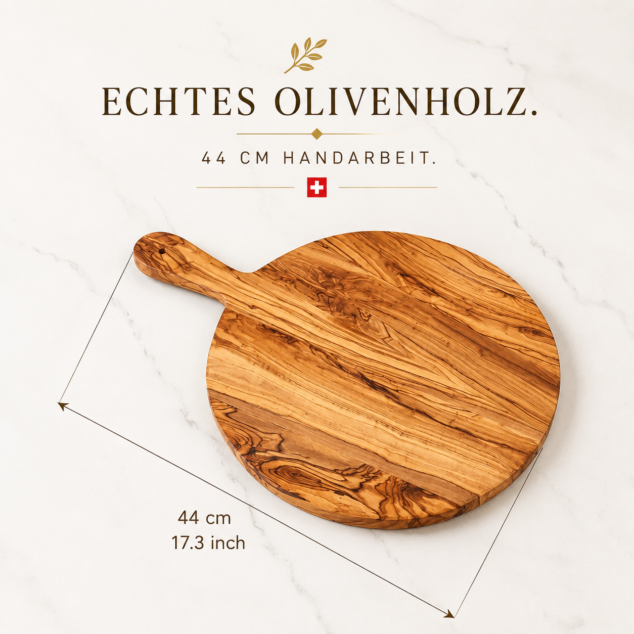 Pizzabrett aus Olivenholz – Servier- & Schneidebrett
