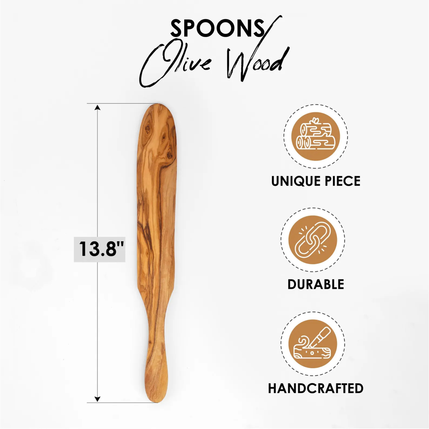 Nachhaltiger Küchenhelfer aus Olivenholz, perfekt zum Wenden in antihaftbeschichteten Pfannen