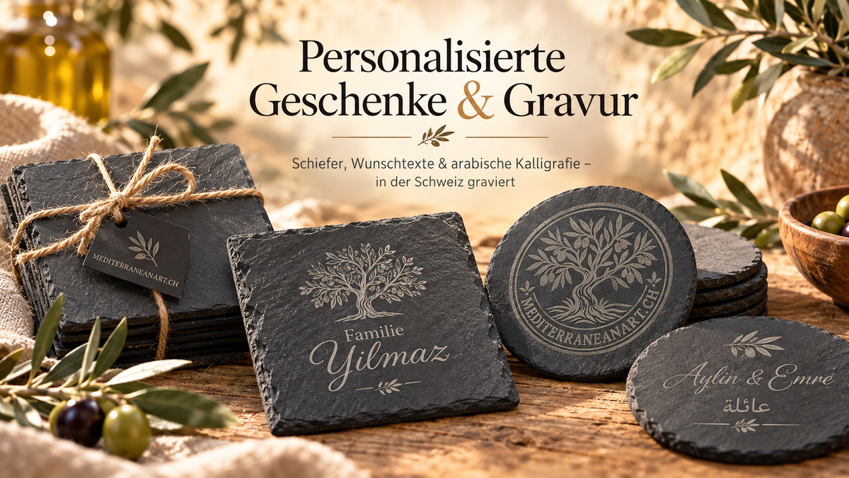 Design-Mockup: mediterrane Schiefergeschenke