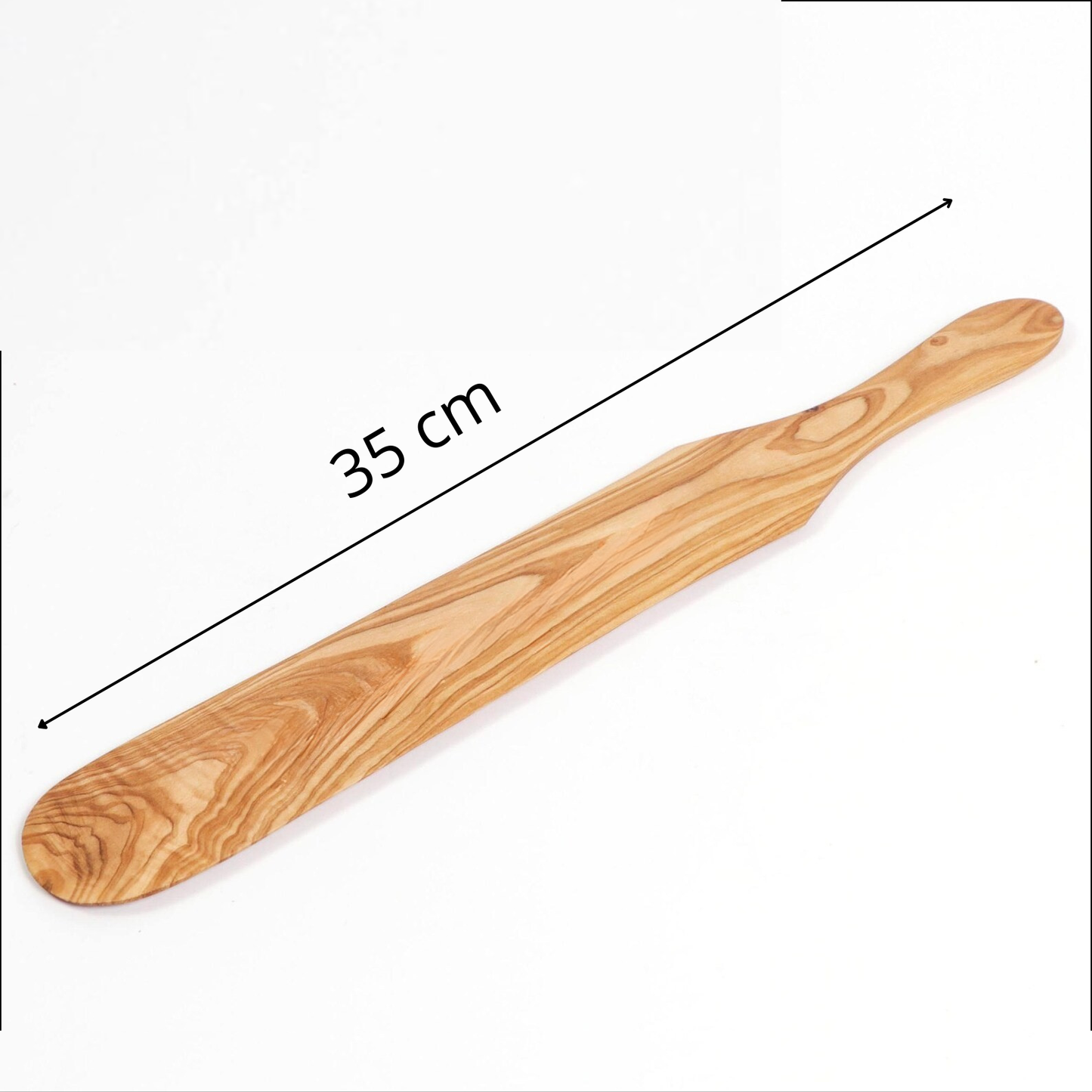 Olivenholz Pfannenwender in feiner, dünner Form für Crêpes, Omelettes und empfindliche Pfannen