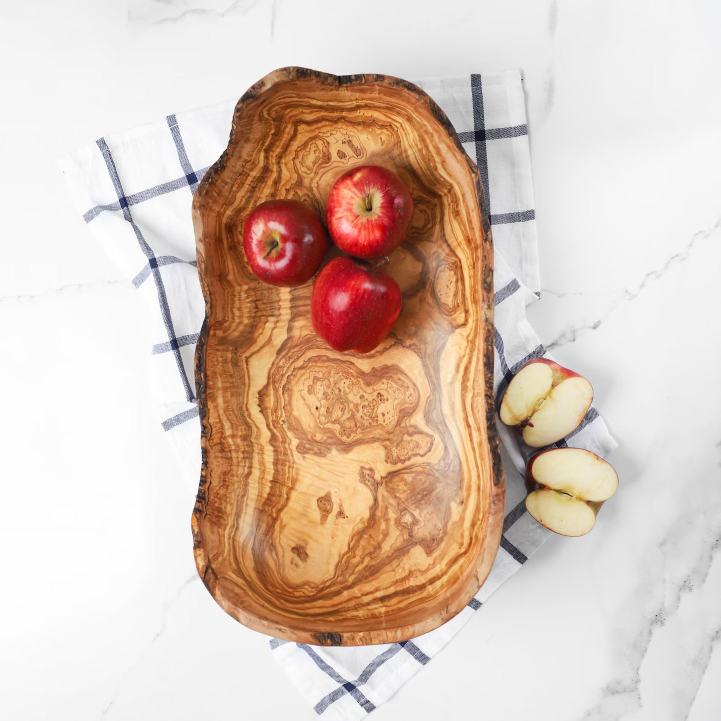 Eleganter Obstkorb aus Olivenholz – nachhaltiges mediterranes Wohnaccessoire