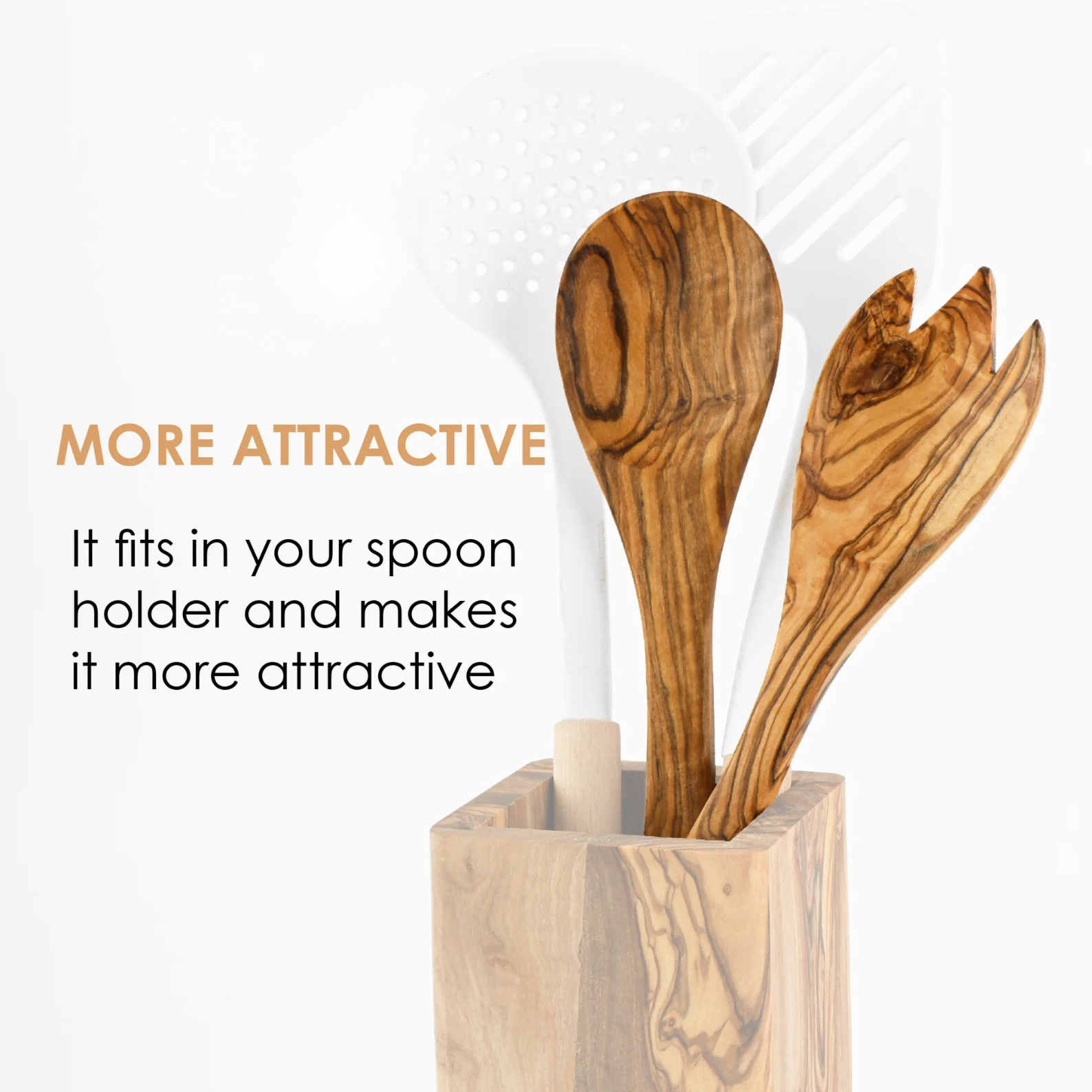 Salatgabel und Salatlöffel als 2-teiliges Set aus massivem Olivenholz – langlebig und nachhaltig